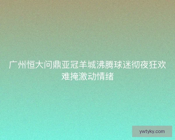 广州恒大问鼎亚冠羊城沸腾球迷彻夜狂欢难掩激动情绪